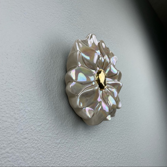 VTG Ceramic Pink Gold Glossy Flower Hanging Wall Pocket Plant Propagation Statio - Picture 5 of 16